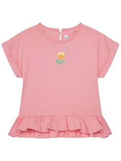 Mayoral Komplet 2 t-shirtów i spodenek 1206 Różowy Regular Fit
