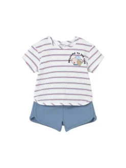 Mayoral Komplet 2 t-shirtów i spodenek 1627 Biały Regular Fit
