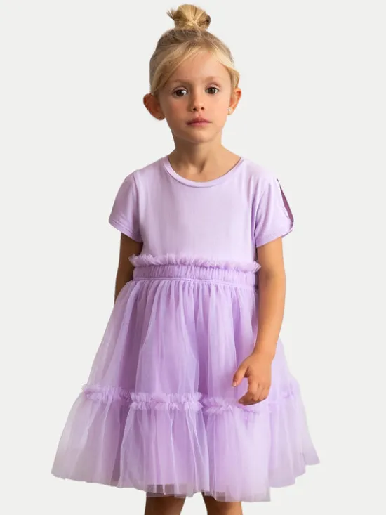 Mayoral Sukienka elegancka 3915 Fioletowy Regular Fit