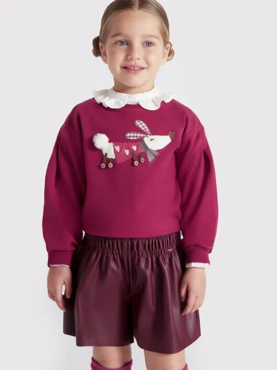 Mayoral Szorty z imitacji skóry 4950 Bordowy Relaxed Fit