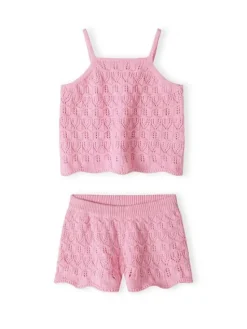 minoti Komplet top i spodenki 30SET101 Różowy Regular Fit