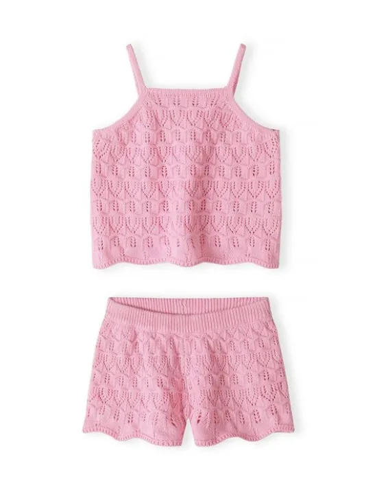 minoti Komplet top i spodenki 30SET101 Różowy Regular Fit