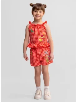 minoti Komplet top i spodenki 30SET103 Pomarańczowy Regular Fit