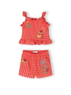 minoti Komplet top i spodenki 30SET103 Pomarańczowy Regular Fit
