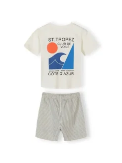 minoti Komplet t-shirt i spodenki 29SET205 Beżowy Regular Fit