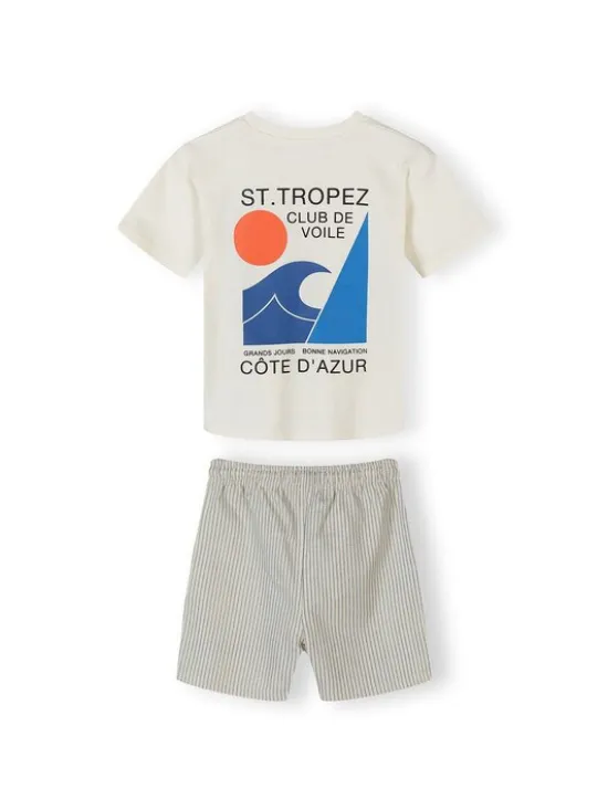 minoti Komplet t-shirt i spodenki 29SET205 Beżowy Regular Fit