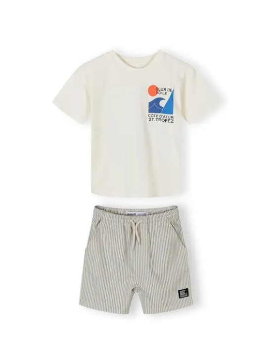 minoti Komplet t-shirt i spodenki 29SET205 Beżowy Regular Fit
