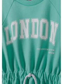 minoti Sukienka dzianinowa 18FLEECE 65 Zielony Regular Fit