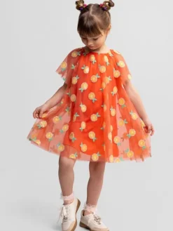 minoti Sukienka elegancka 30DRESS117 Pomarańczowy Regular Fit