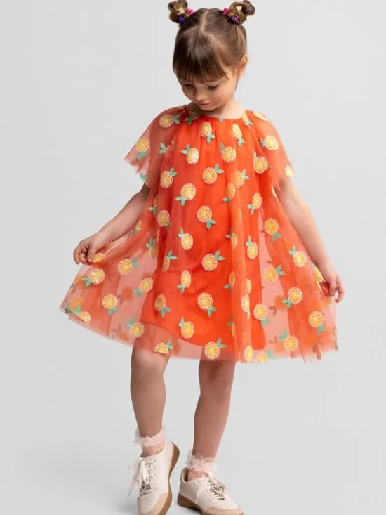 minoti Sukienka elegancka 30DRESS117 Pomarańczowy Regular Fit