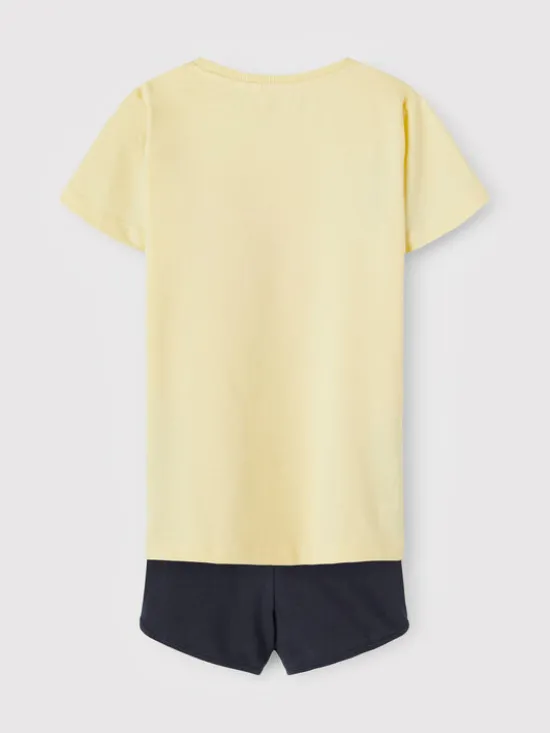 NAME IT Komplet t-shirt i spodenki 13198483 Żółty Regular Fit
