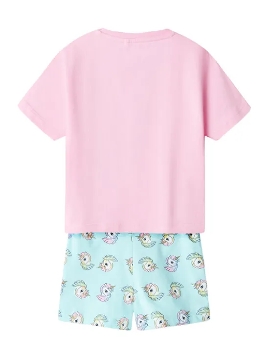 NAME IT Komplet t-shirt i spodenki Zosanna 13239682 Błękitny Regular Fit