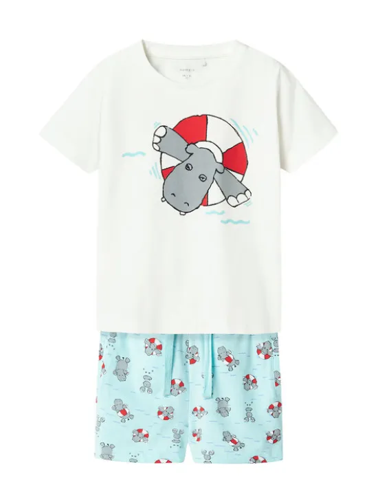 NAME IT Komplet t-shirt i spodenki Zumus 13241038 Biały Regular Fit
