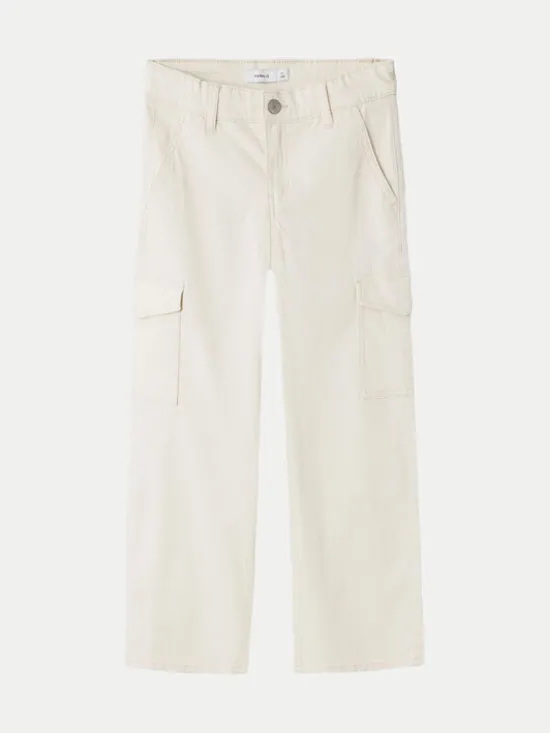 NAME IT Spodnie materiałowe 13220718 Écru Wide Leg