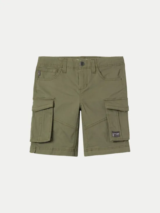 NAME IT Szorty materiałowe 13198124 Zielony Regular Fit
