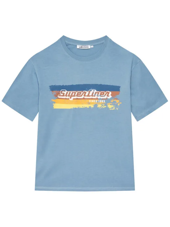 Original Marines Komplet t-shirt i spodenki DFP4219YM Niebieski Regular Fit