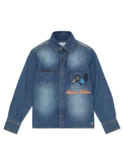 PHILIPP PLEIN Koszula jeansowa 28131 Błękitny Basic Fit