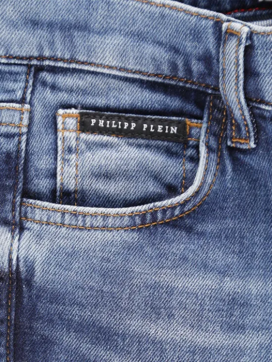 PHILIPP PLEIN Szorty jeansowe 30315 Niebieski jasny Basic Fit