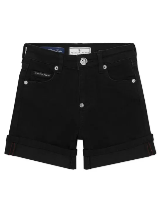 PHILIPP PLEIN Szorty jeansowe 28123 Czarny Basic Fit