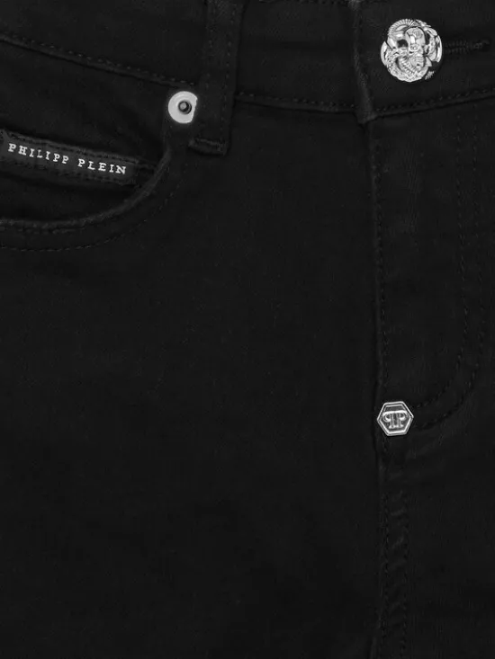 PHILIPP PLEIN Szorty jeansowe 28123 Czarny Basic Fit