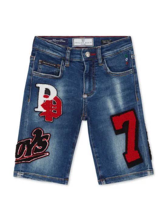PHILIPP PLEIN Szorty jeansowe 27769 Błękitny Basic Fit