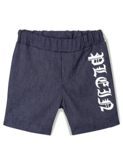 PHILIPP PLEIN Szorty materiałowe 30292 Niebieski jasny Basic Fit