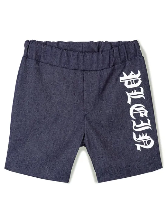 PHILIPP PLEIN Szorty materiałowe 30292 Niebieski jasny Basic Fit
