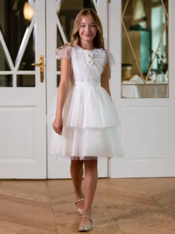 SLY Sukienka elegancka 4SM-17 Écru Comfortable Fit