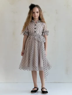 SLY Sukienka elegancka 4W-02 Beżowy Comfortable Fit