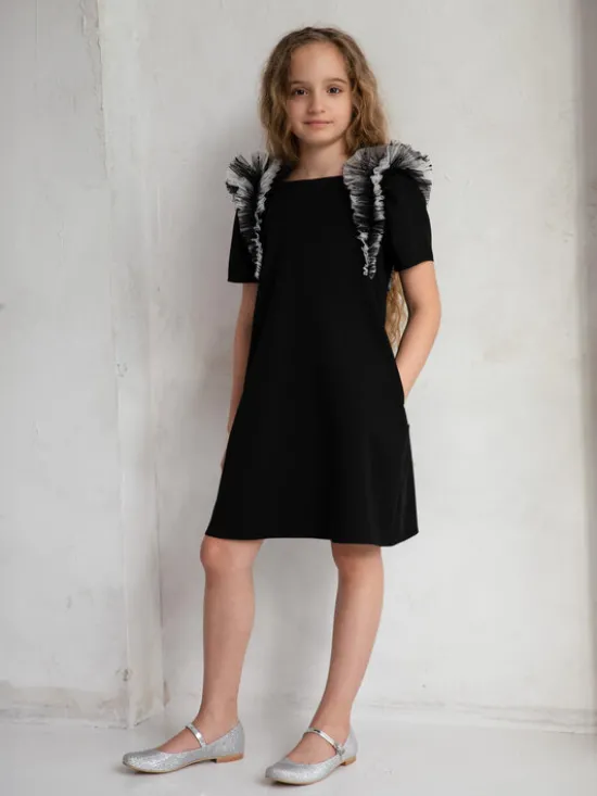 SLY Sukienka elegancka 4W-06 Czarny Comfortable Fit