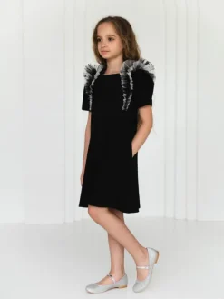 SLY Sukienka elegancka 4W-06 Czarny Comfortable Fit