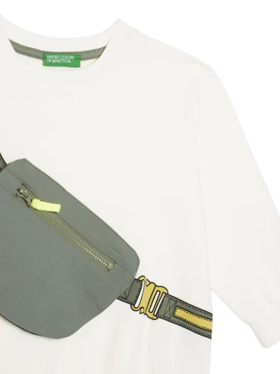 United Colors Of Benetton Bluza 32N4G10KO Biały Relaxed Fit