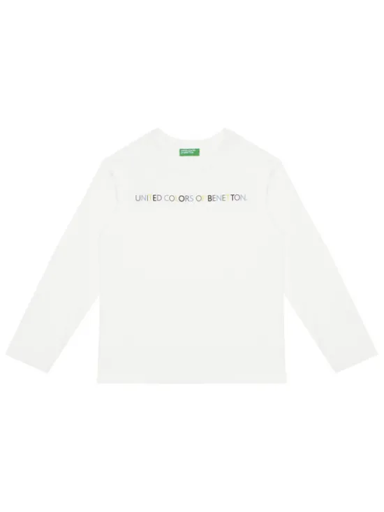 United Colors Of Benetton Bluzka 3I1XC10Q3 Biały Regular Fit