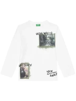 United Colors Of Benetton Bluzka 3TAMC10PV Biały Regular Fit