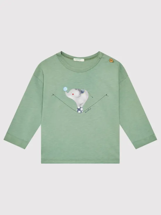 United Colors Of Benetton Bluzka 3ATNA1017 Zielony Regular Fit