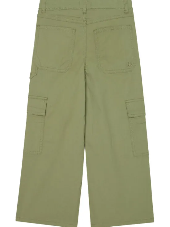 United Colors Of Benetton Spodnie materiałowe 4L2VCE040 Zielony Wide Leg